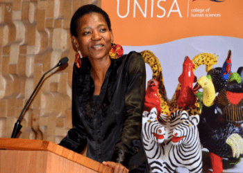 Professor Puleng Segalo, Professor of Psychology speaking at University of South Africa.