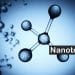 nanotech Molecules float in blue cover background