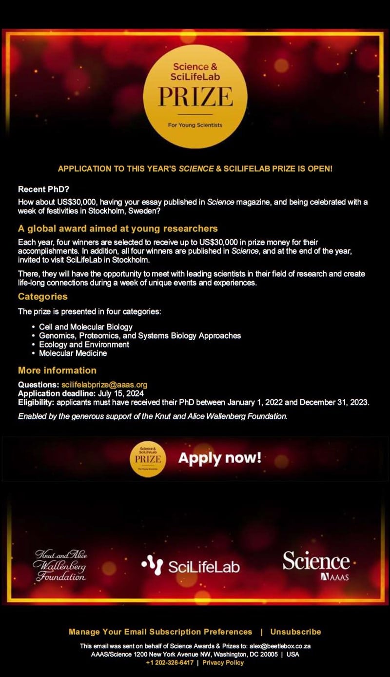 Science & SciLifeLab Prize for Young Scientists 2024!